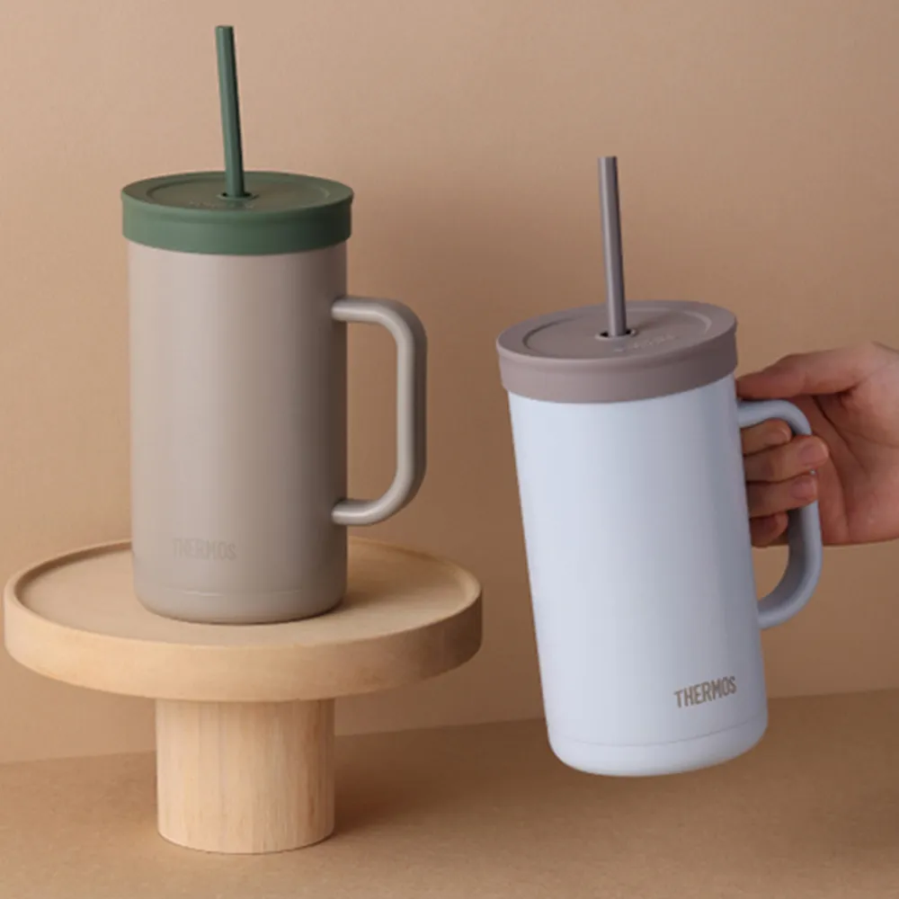 【THERMOS 膳魔師】可進洗碗機不鏽鋼真空吸管杯1000ml(TKHA-1000)
