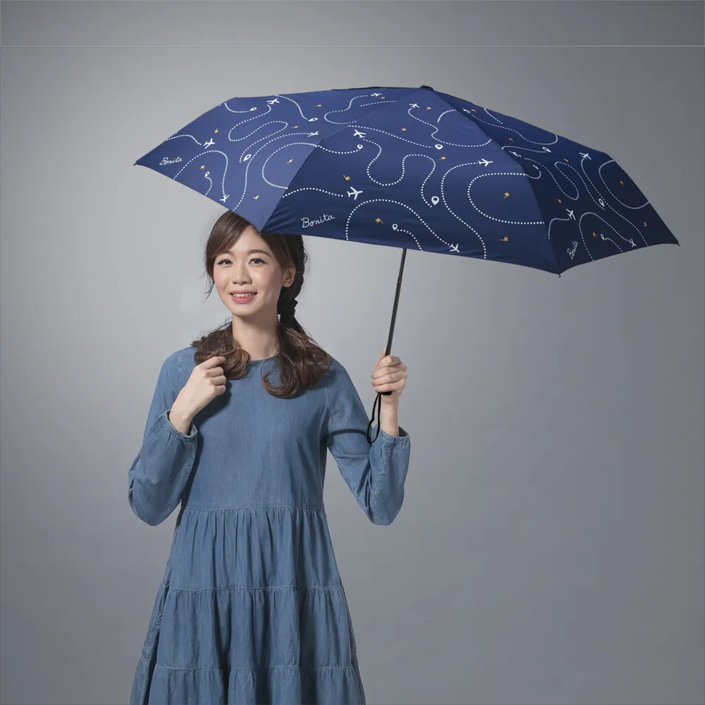 【Bonita 葆倪】環遊世界 防暴衝自動收開傘-968-5553(23吋大傘面/防暴衝自動收開傘)