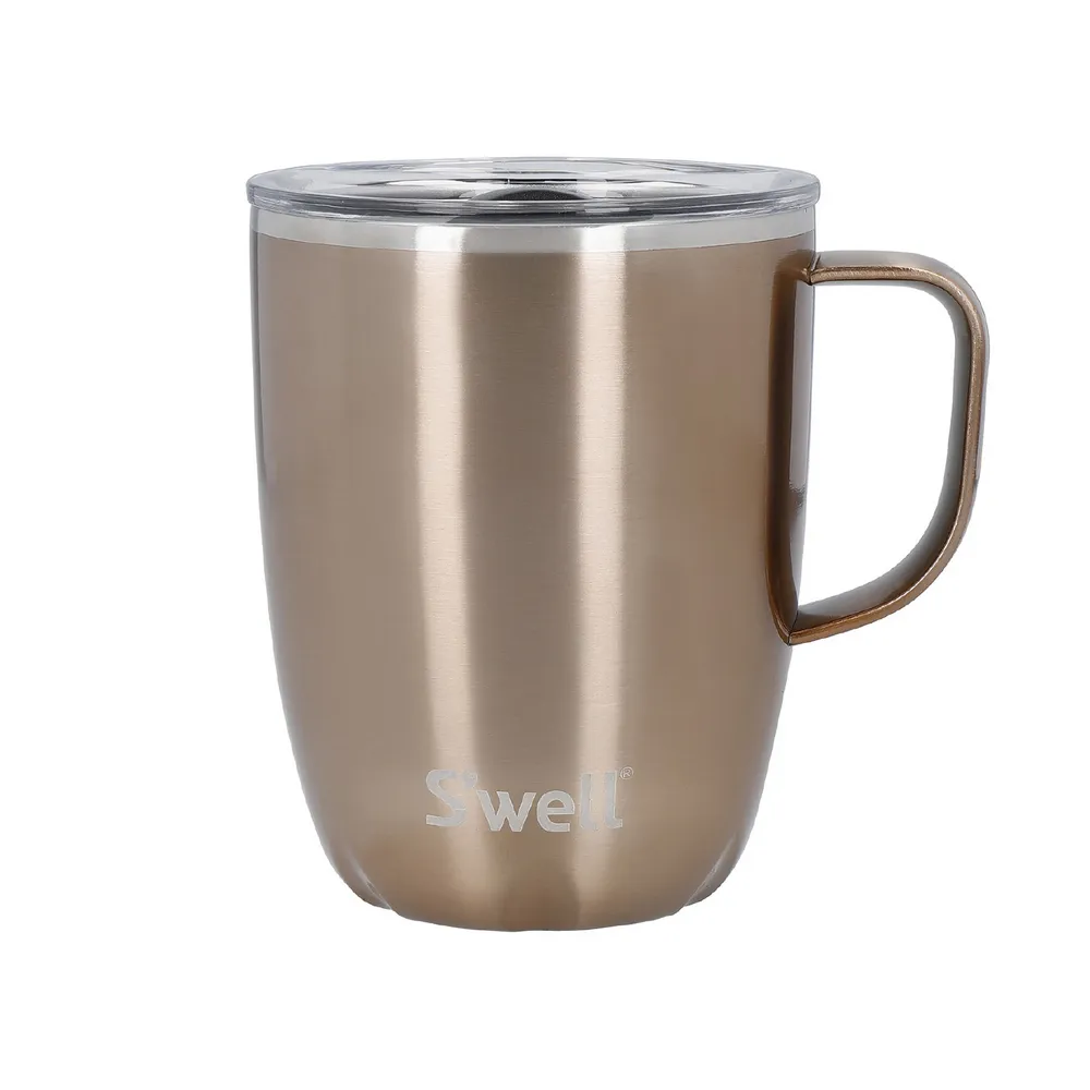 【S’well】美國 Mug不鏽鋼滑蓋保溫馬克杯 香檳金350ml / swell 保溫杯 保冰杯 推蓋直飲杯