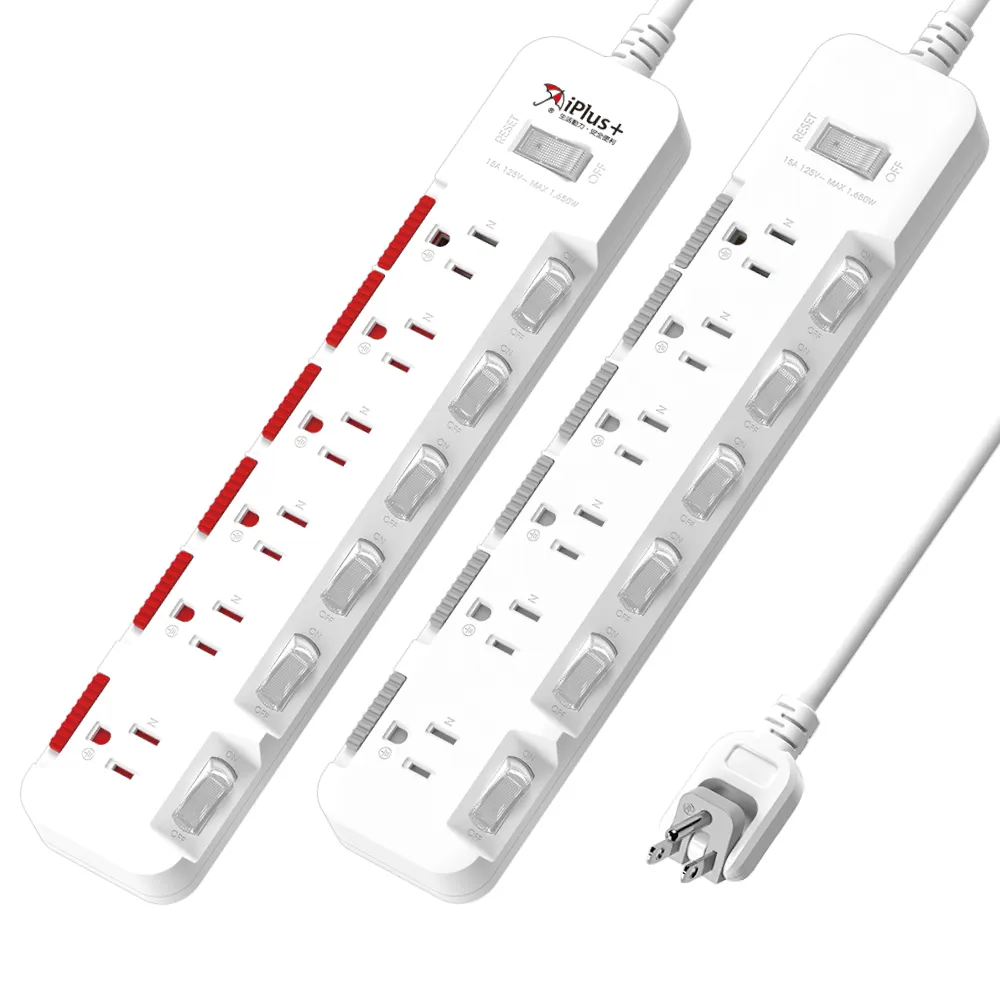 【iPlus+ 保護傘】7開6插3P防塵抗雷擊旋轉插頭延長線2.7M(PU-3767S 斜面開關.台灣製.防火)