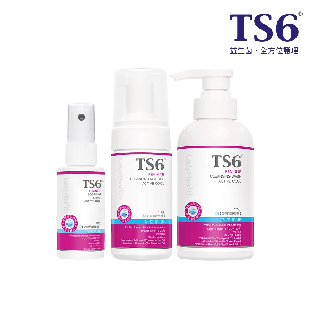 【TS6 護一生】沁涼潔淨慕斯100g+沁涼潔淨凝露250g+沁涼舒緩噴霧40g(私密清潔 涼感)