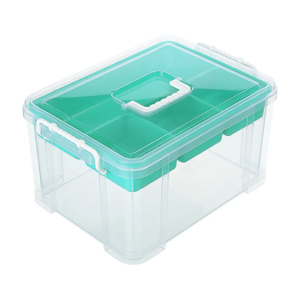 【KEYWAY 聯府】伍德手提雙層整理箱15L-2入(文具小物 五金工具 收納箱 MIT台灣製造)
