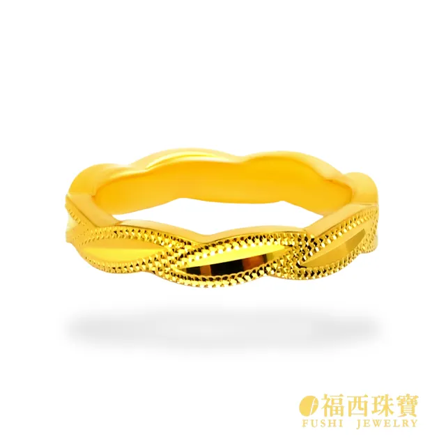 【福西珠寶】黃金戒指 #11.5 月桂花冠 固圍戒滾珠葉片桂冠造型 中性寬版 男女皆宜(金重0.60錢正負0.03錢)