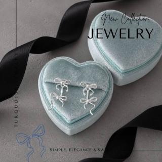 【Turquoise Jewelry】芭蕾女孩| 925銀針磨砂霧銀雙層蝴蝶結耳環（兩段可調/甜美法式/情人節送禮）