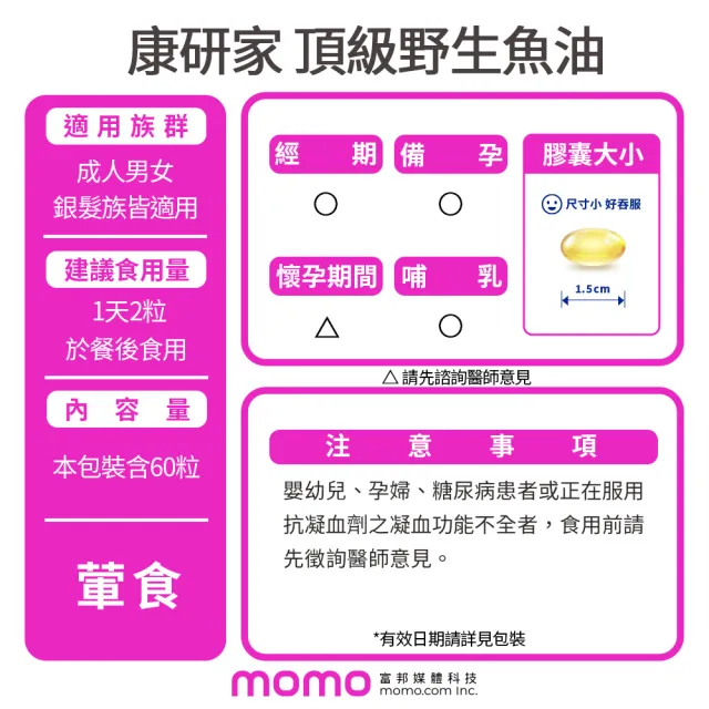 【桂格康研家】頂級野生魚油膠囊60粒×12盒(85% 高濃度/1.2g Omega-3/EPA/DHA/阿拉斯加野生鱈魚)