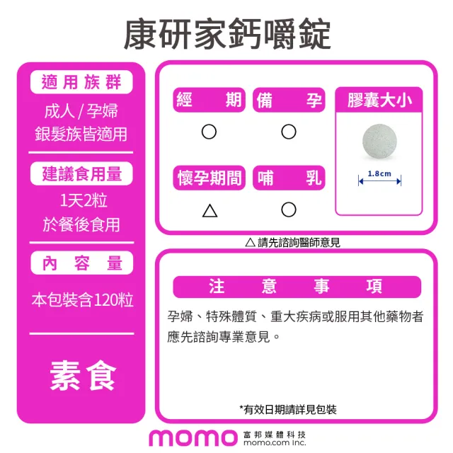 【桂格康研家】鈣嚼錠120錠x4盒_共480錠(小分子鈣/維生素D/維生素K/口嚼鈣片/杜德偉代言)