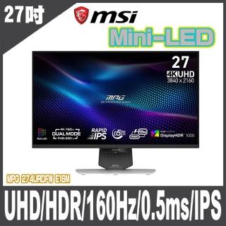 【MSI 微星】MPG 274URDFW E16M 平面電競螢幕-27型/UHD/HDR/160Hz/0.5ms/IPS