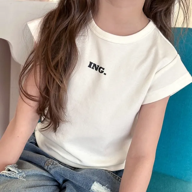 【橘魔法】韓系字母短袖上衣 女童 兒童 大童 童裝 棉T T恤 T-Shirt