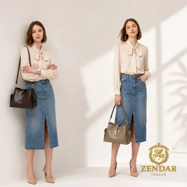 【ZENDAR】直播限定 限量1折 頂級小牛皮肩背包 琳達系列 全新專櫃展示品 (2色選)