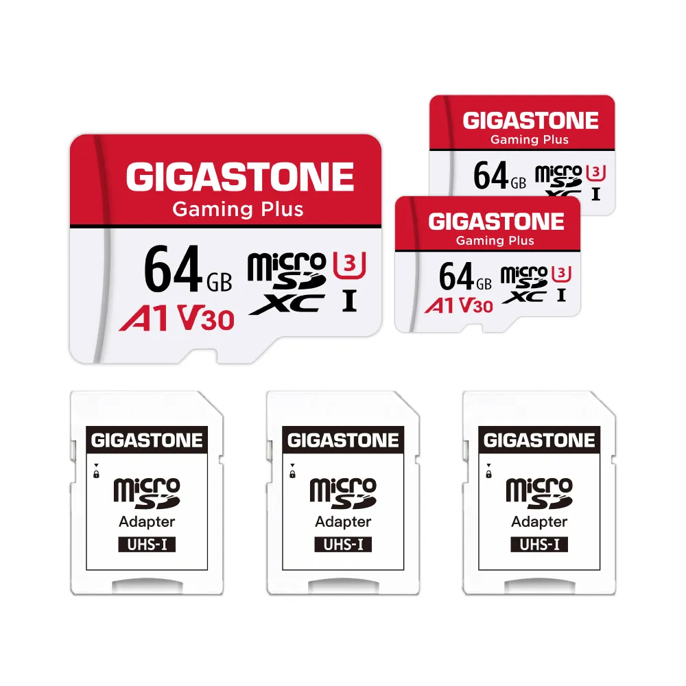 【Gigastone 立達國際】Gaming Plus microSDXC UHS-Ⅰ U3 A1V30 64GB遊戲專用記憶卡-3入組(Switch/GoPro)