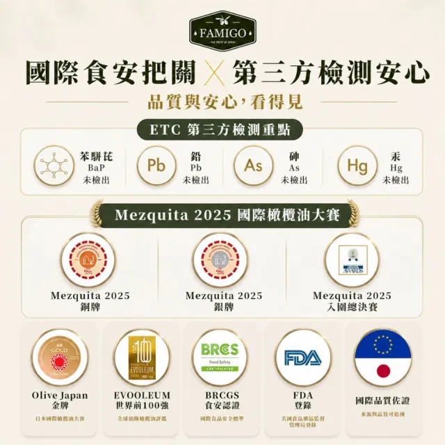 【FAMIGO】法米戈 西班牙原裝 冷壓特級初榨橄欖油 500ml 嚴選款(可生飲/酸度小於0.22%/橄欖選用Picual)