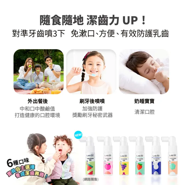 【Lab52 齒妍堂】兒童含鈣健齒噴霧Plus 20mlX2入_西瓜口味(降口腔壞菌/奶臭/口臭/奶睡清潔/抑制蛀牙菌)