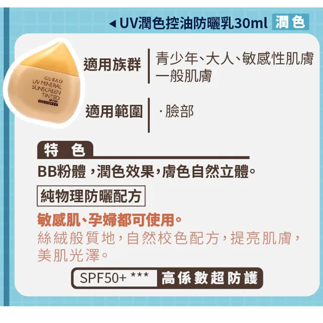 【古寶無患子】UV防曬乳SPF50+★★★30ml 4款任選1(臉部防曬/物理性防曬/海洋友善/敏感肌適用)