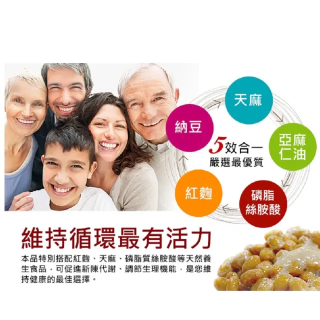 【草本之家】納豆活力通軟膠囊3入組(60粒/入)(亞麻仁油.納豆.紅麴.天麻.磷脂醯絲胺酸)