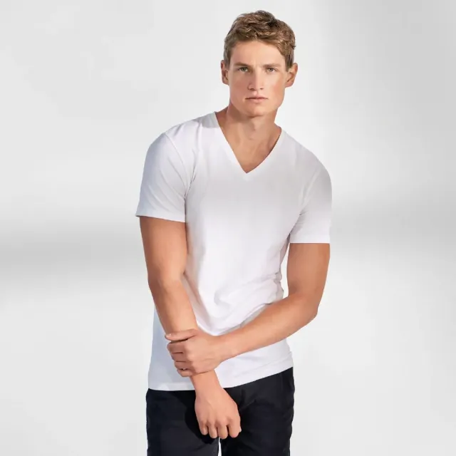 【Bread & Boxers】兩件禮盒組 V-Neck 有機棉男用V領T 白/黑 短袖上衣 素色 禮盒 送禮 情人節