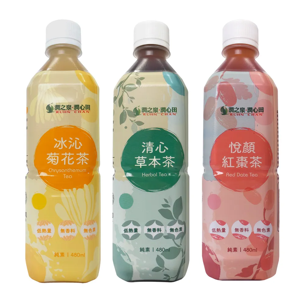 【潤之泉】東方保健系列茶飲 480mlx24入/箱(冰沁菊花茶、清心草本茶、悅顏紅棗茶)