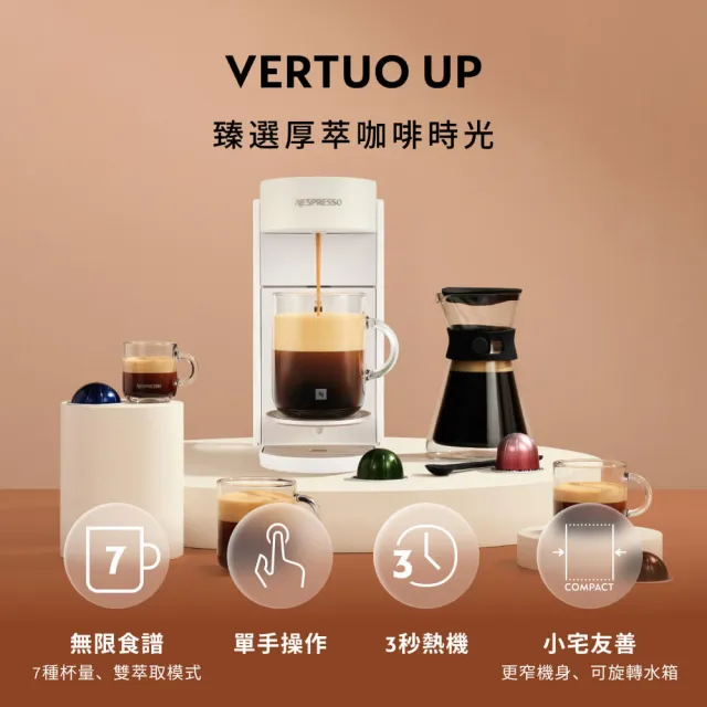 【Nespresso】Vertuo UP膠囊咖啡機_多色任選 入厝 全自動咖啡機(晨間美式50顆組)