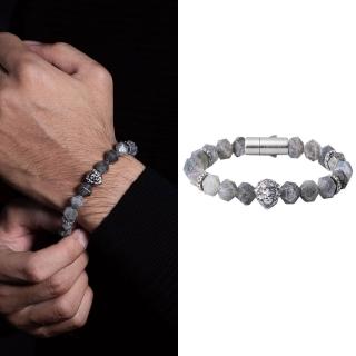 【THEODORA’S 希奧朵拉】男生手鍊｜極光守護 拉長石銀獅礦石手鍊 男款(水晶手鍊 礦石手環 男手鍊 男手環)