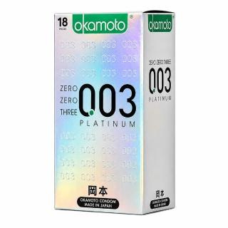 【okamoto 岡本】003極薄白金保險套18入/盒(加有潤滑劑/光滑/極薄系列)