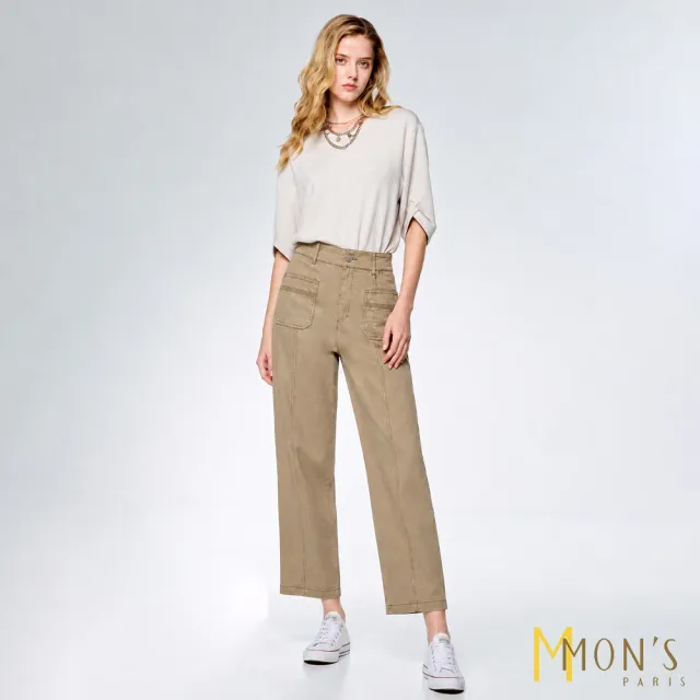 【MON’S】美式撞色線條直筒褲(直)