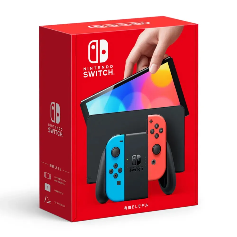 【Nintendo 任天堂】Switch OLED款式 紅藍主機 電量加長型(進口日規機)