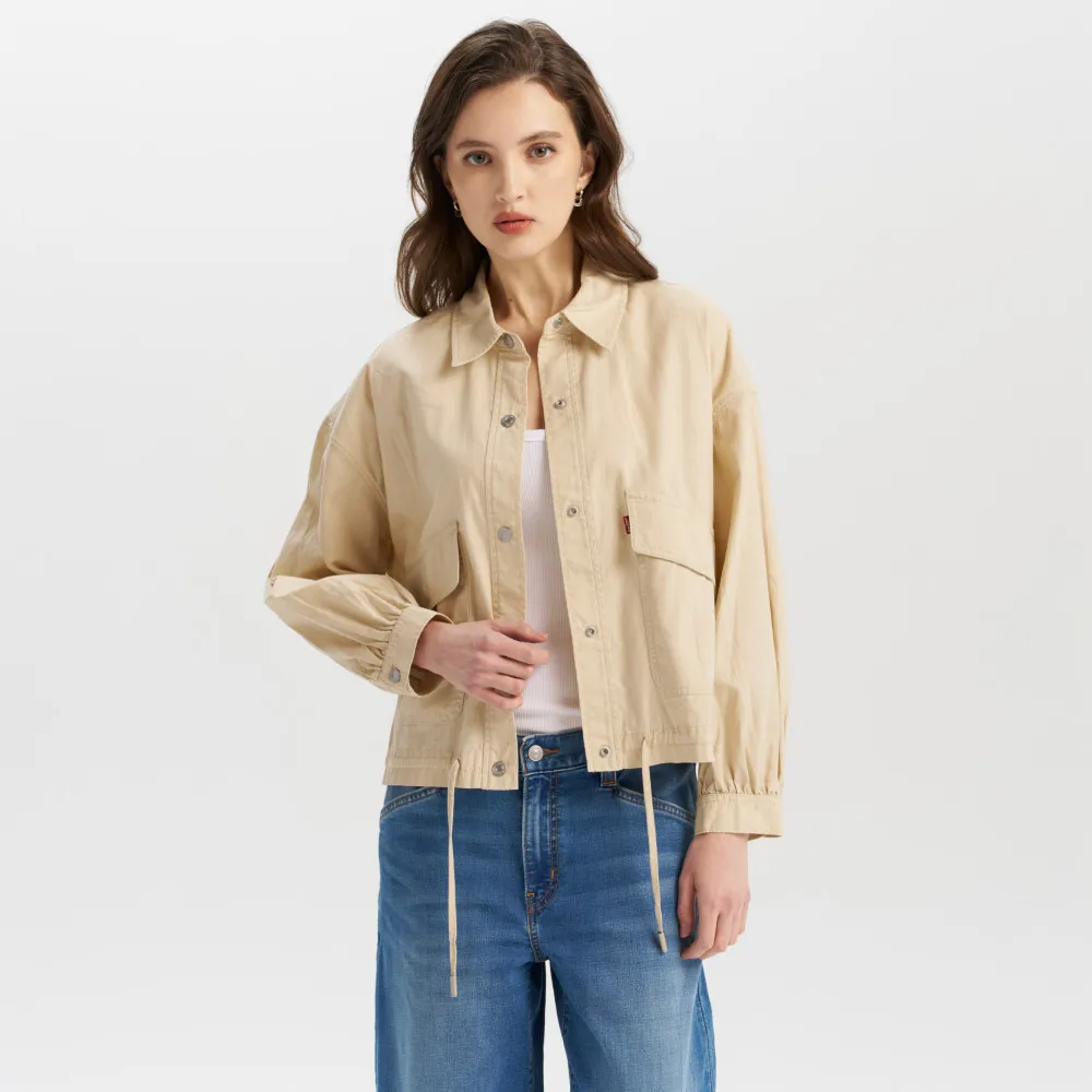 【LEVIS】女款 休閒外套 雙口袋 收腰綁帶 舒適外套 熱賣單品 002YL-0001