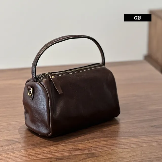 【巴黎精品】現貨+預購 真牛皮側背包手提包真皮革復古隨身小包肩背便當包(植鞣牛皮斜背女包包3款a1mk6