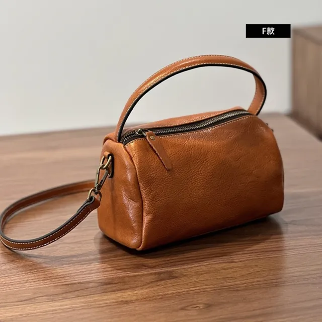 【巴黎精品】現貨+預購 真牛皮側背包手提包真皮革復古隨身小包肩背便當包(植鞣牛皮斜背女包包3款a1mk6 C)