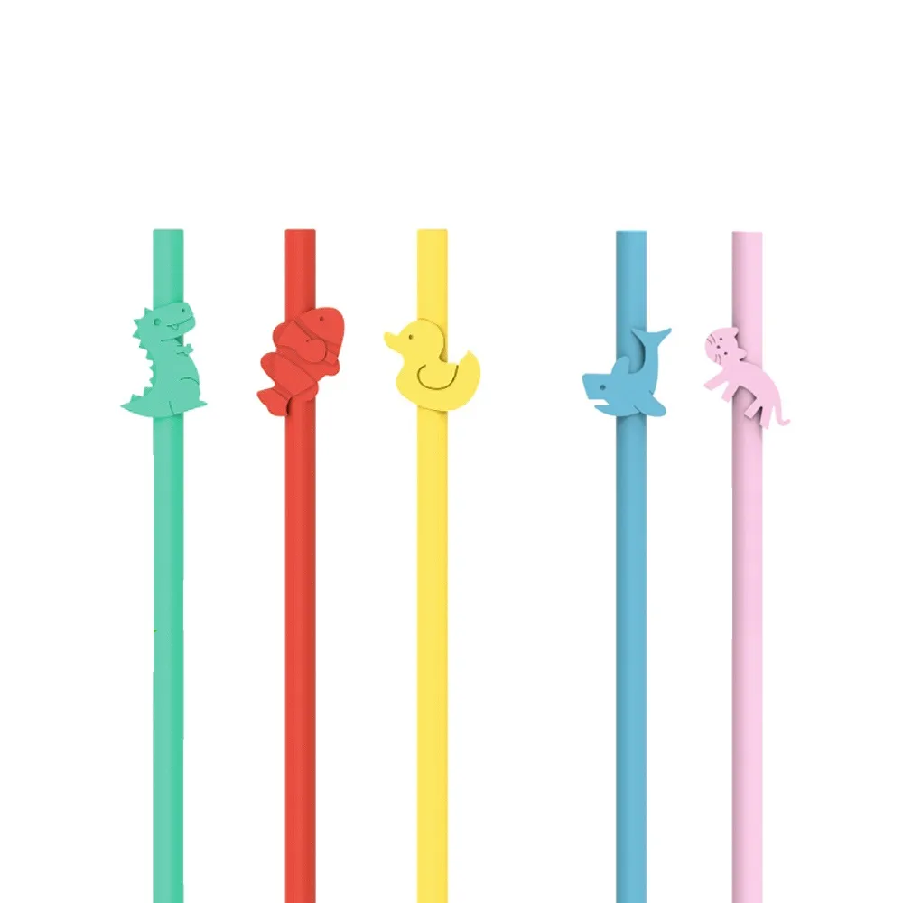 【Eeeek】艾克吸管 可愛動物造型 矽膠吸管組 20cm 3入組 24cm 2入組(Silicon 矽膠材質 耐高溫)