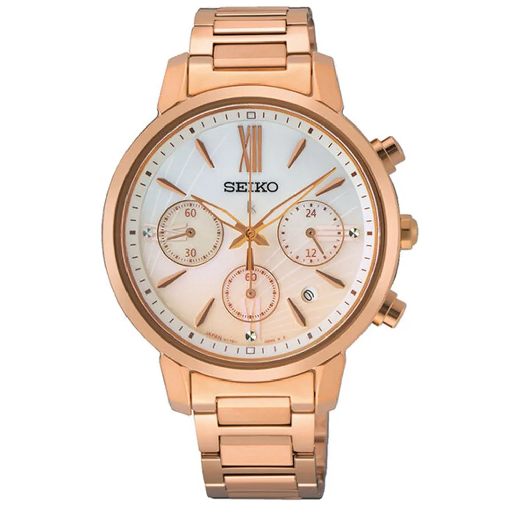 【SEIKO 精工】LUKIA 王淨廣告款 太陽能海芋面盤刻紋優雅腕錶(SSC918J1 / V175-0FC0P)