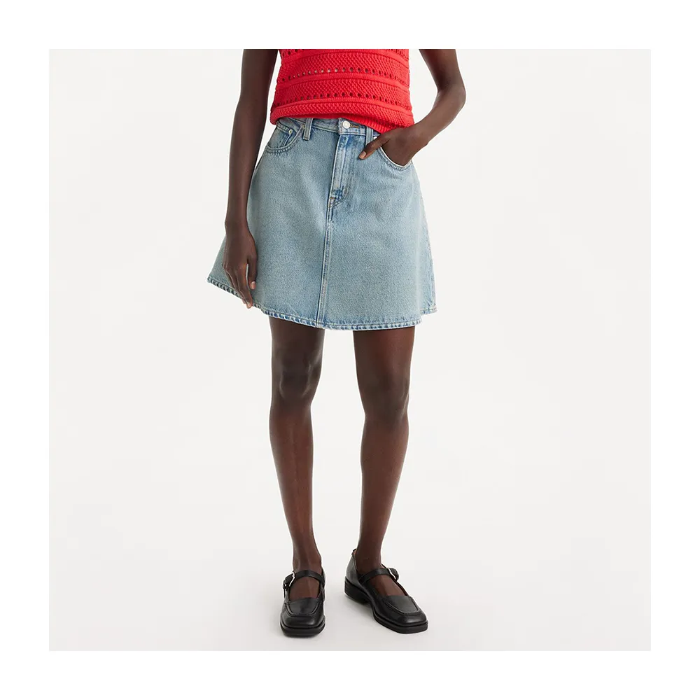 【LEVIS】女款 膝上丹寧牛仔短裙 熱賣單品 A8725-0001