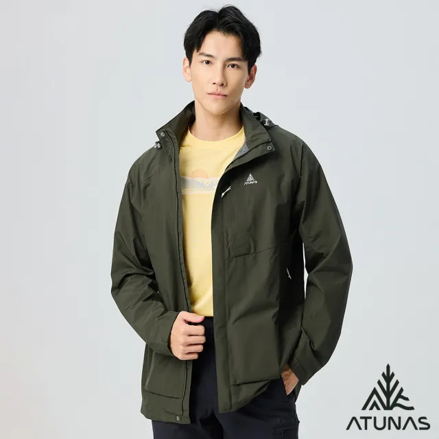 【ATUNAS 歐都納】男款綠森林透氣防水風衣外套(A1GAGZ01M橄綠/輕量耐磨/防風/登山露營)