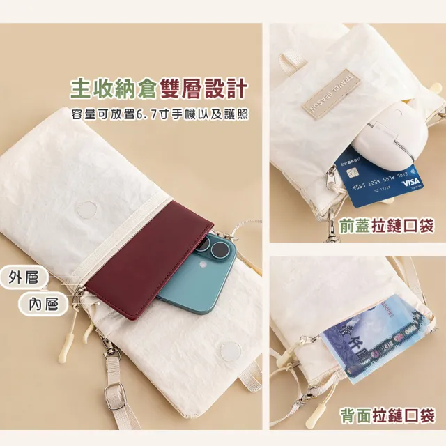【TAI LI 太力】雙11 斜肩手機護照防盜包(一包搞定 旅行、散步、逛街、日常出門)