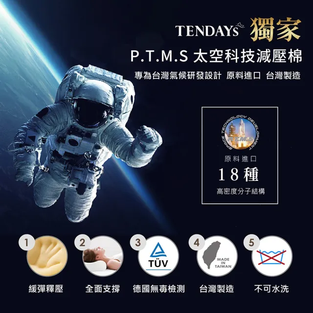 【TENDAYS】DISCOVERY柔眠枕 2入組(星幻藍白 8/10cm任選 記憶枕 人體工學)