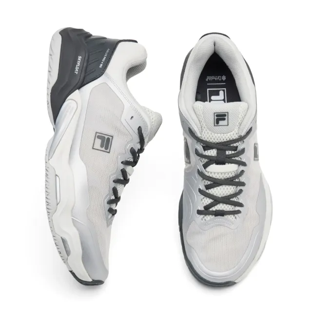 【FILA】AXILUS PRO 4 MS 中性網球鞋-銀/黑 (4-T502A-031)