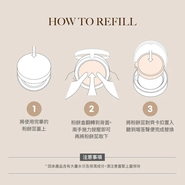 【AGE20】皇家金萃光燦爆水粉餅 粉蕊補充包（14g）含粉撲／BE-21亮白色(SPF50+/PA++++/台灣總代理)