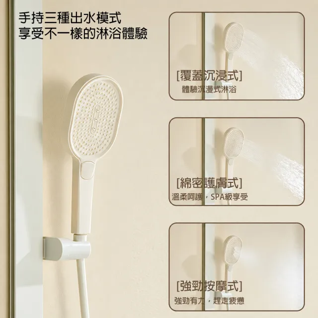 【LADUTA 拉布塔】淋浴蓮蓬頭 恆溫花灑 數顯水力發電 鋼琴按鍵 四檔出水 增壓噴槍 沐浴龍頭套裝