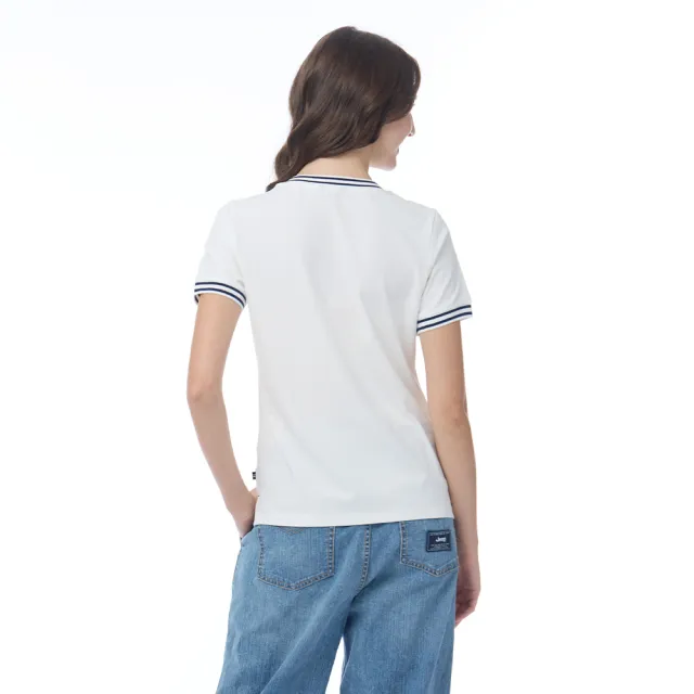 【NAUTICA】官方旗艦 女裝 網球拍圖騰刺繡抑菌短袖T恤(白色)