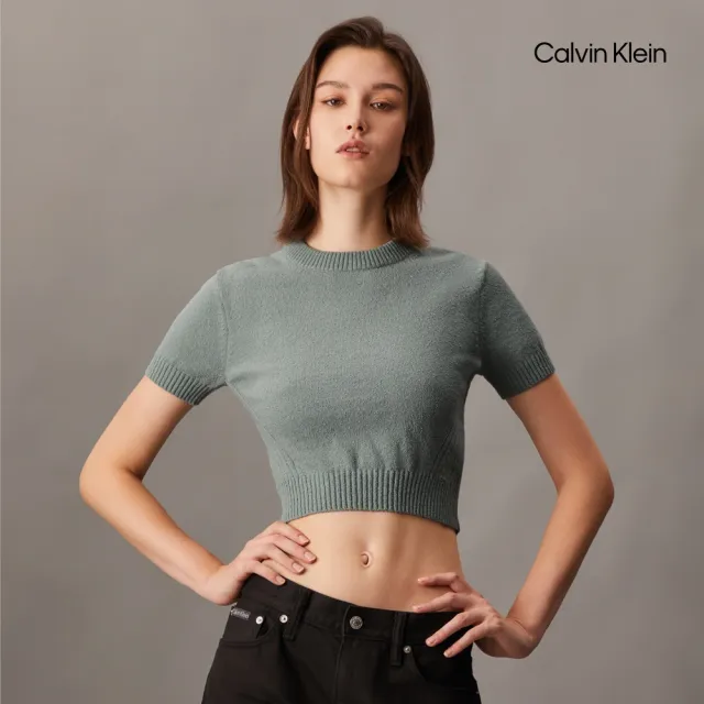 【CALVIN KLEIN】官方旗艦館CK 短版短袖毛衣_灰色