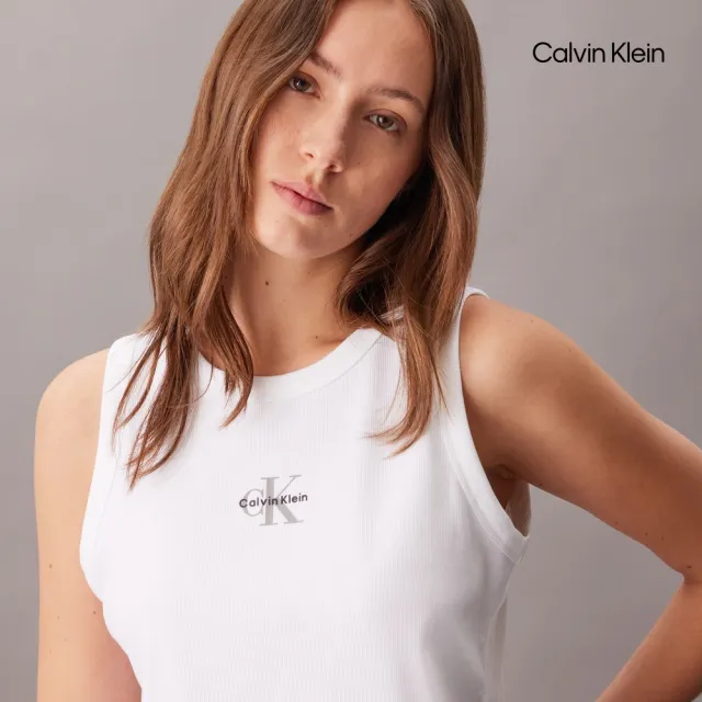 【CALVIN KLEIN】官方旗艦館CK 羅紋針織 Monogram 背心_白色