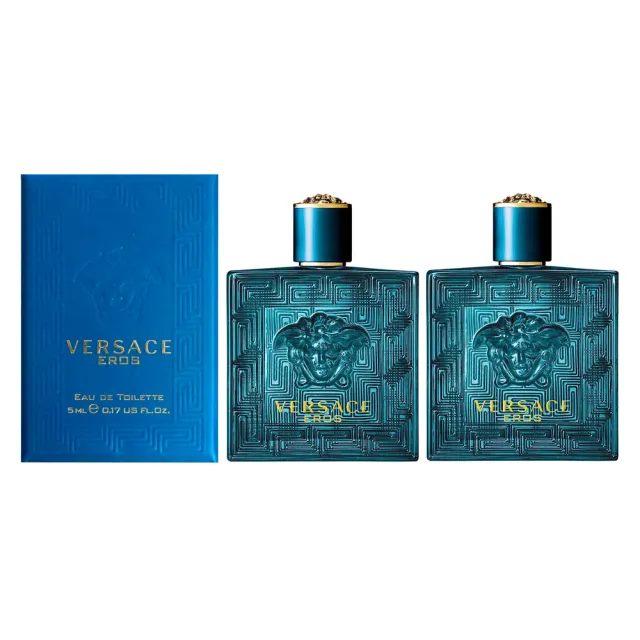 【VERSACE 凡賽斯】EROS 艾諾斯．愛神男性淡香水 5ml 小香 X2入組 (專櫃公司貨)