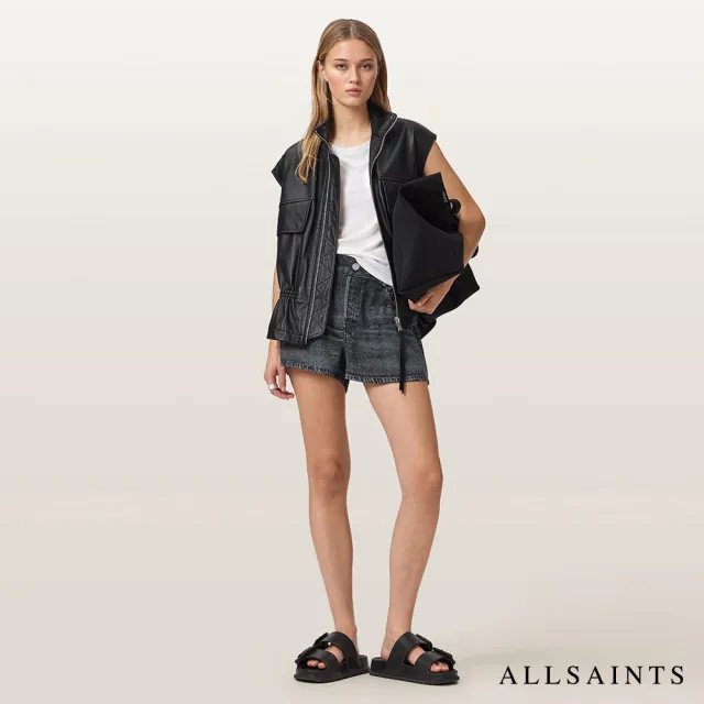 【ALLSAINTS】FLOR 寬鬆羊皮背心-黑米兩色 W095LE(寬鬆版型)