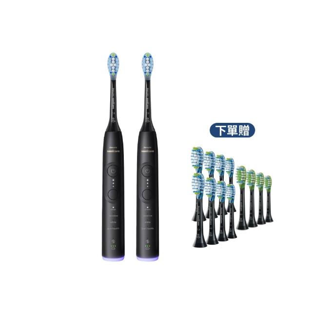 【Philips 飛利浦】momo獨家 HX7421/12 全能亮白音波電動牙刷 2入組-極致黑 (官方直營/momo集資)