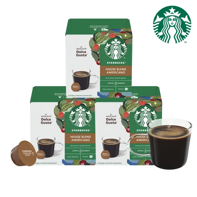 【NESCAFE Dolce Gusto】STARBUCKS 星巴克家常美式咖啡膠囊12顆x3盒(適用雀巢多趣酷思咖啡機)