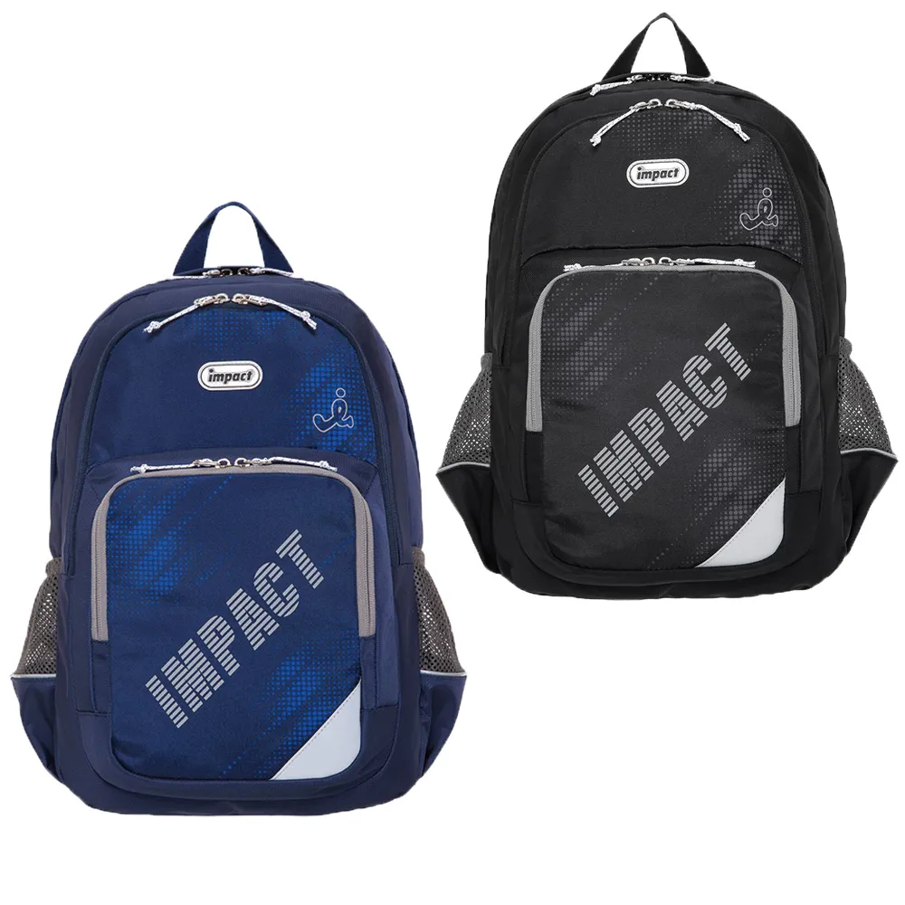 【IMPACT 怡寶】彈力機能輕量後背包 幼兒成人皆適用（黑/藍）(大容量防潑水耐磨耐髒)