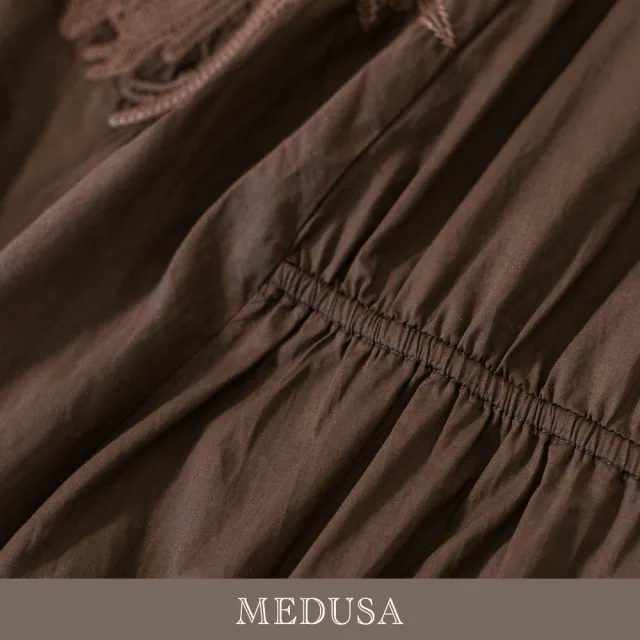 【MEDUSA 曼度莎】現貨-輕熟浪漫花飾純棉長洋裝小禮服（M-XL）｜長洋裝 約會穿搭 媽媽禮服