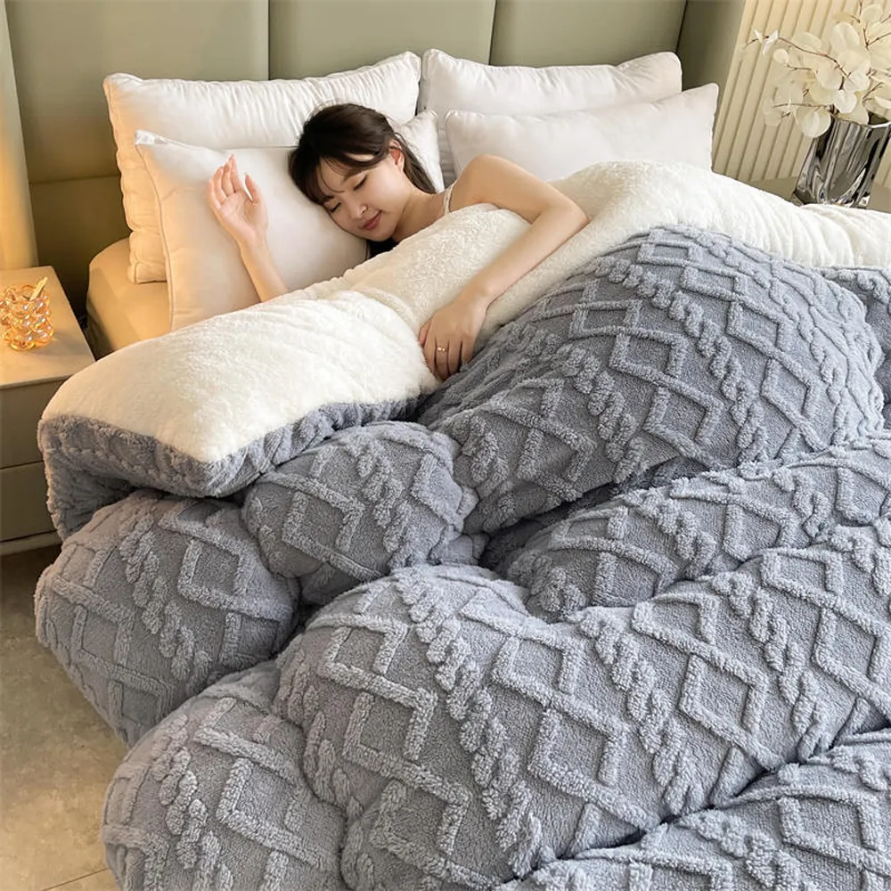 【寢聚 Sleep Club】買一送一 塔芙絨×羊羔絨 雙面加厚暖暖被 雙人被 150x200cm(2.3KG 4色任選 棉被 冬被)