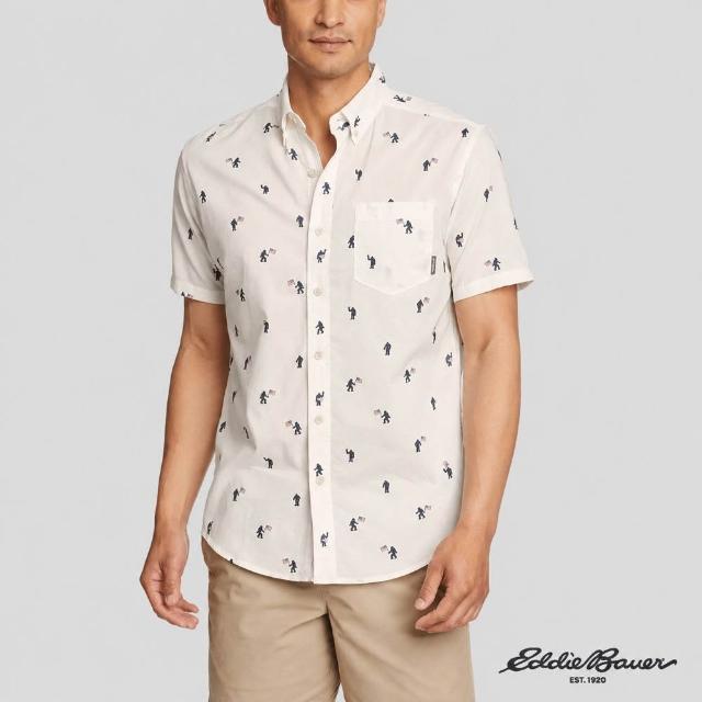 【Eddie Bauer】男性短袖純棉印花襯衫-米白 11601715