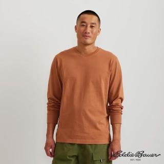 【Eddie Bauer】男性長袖輕量棉質經典TEE-棕色 11602785