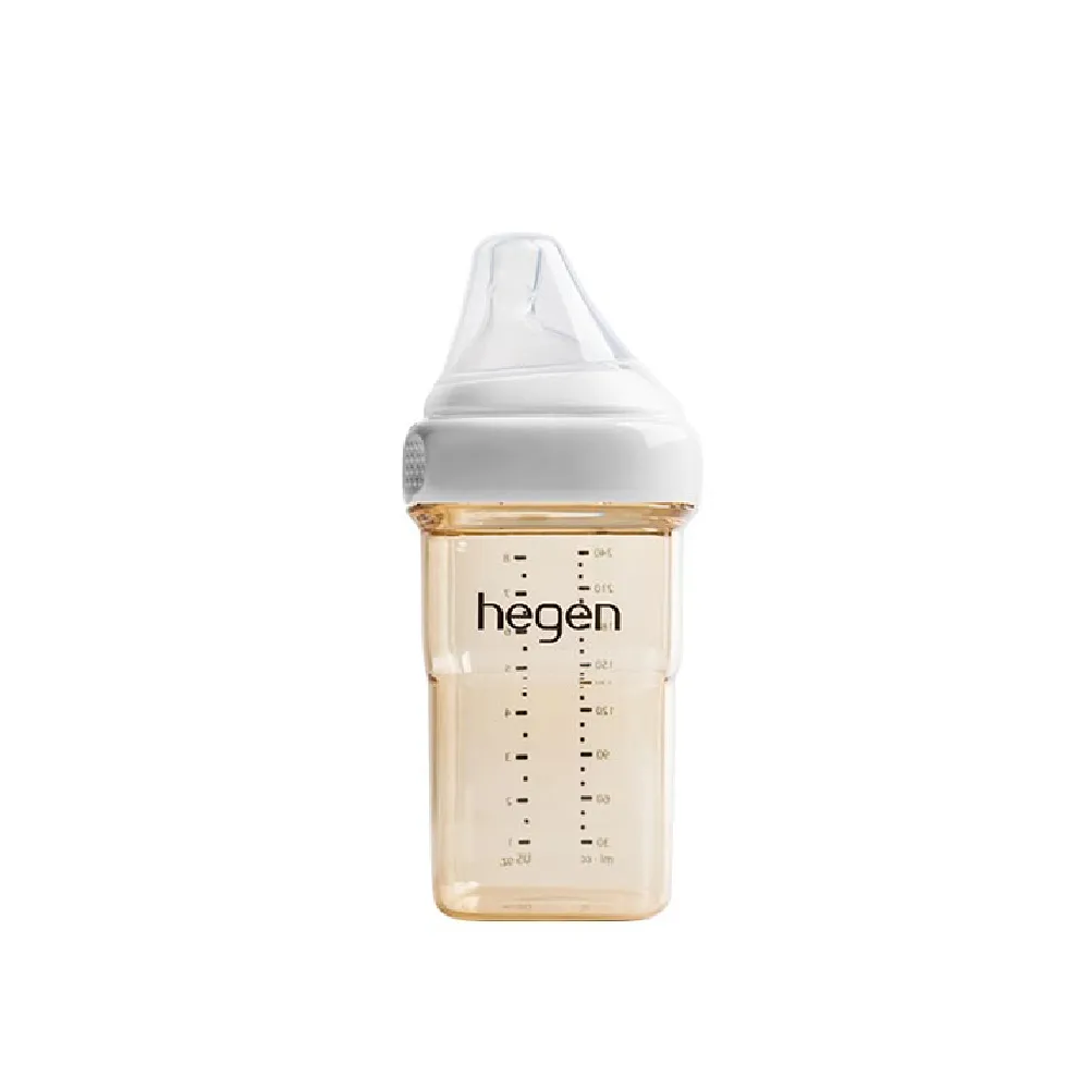【hegen】總代理｜PCTO™金色奇蹟PPSU多功能方圓型寬口奶瓶 240ml(象牙白)